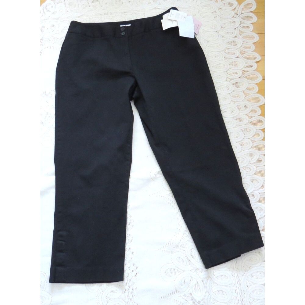 Liz Claiborne Women's Audra Trouser Straight Leg  Button Ankles Black 14P NWT